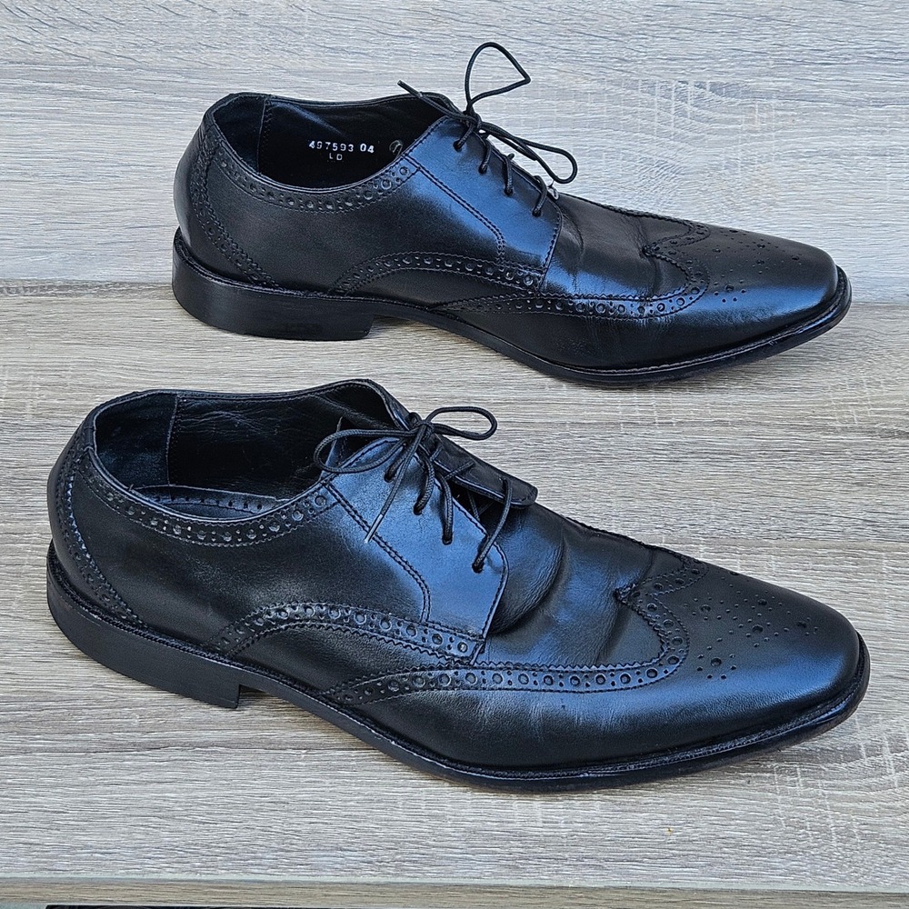 Florsheim‎ Mens Black Leather Wingtip Oxford Dress Shoes Brogue Size 10.5 D